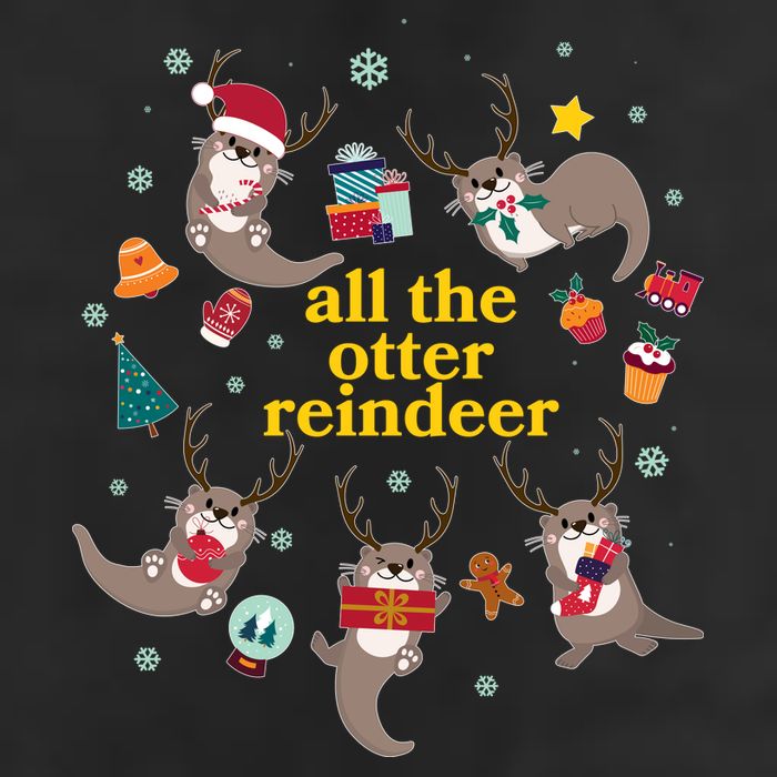 Funny Christmas All The Otter Reindeer Golf Towel