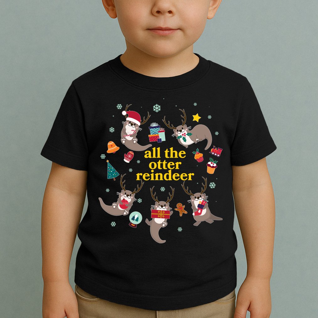 Funny Christmas All The Otter Reindeer Toddler T-Shirt