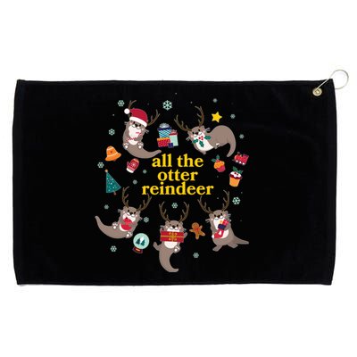 Funny Christmas All The Otter Reindeer Grommeted Golf Towel