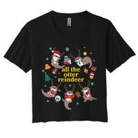 Funny Christmas All The Otter Reindeer Women's Crop Top Tee
