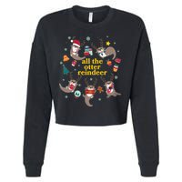 Funny Christmas All The Otter Reindeer Cropped Pullover Crew
