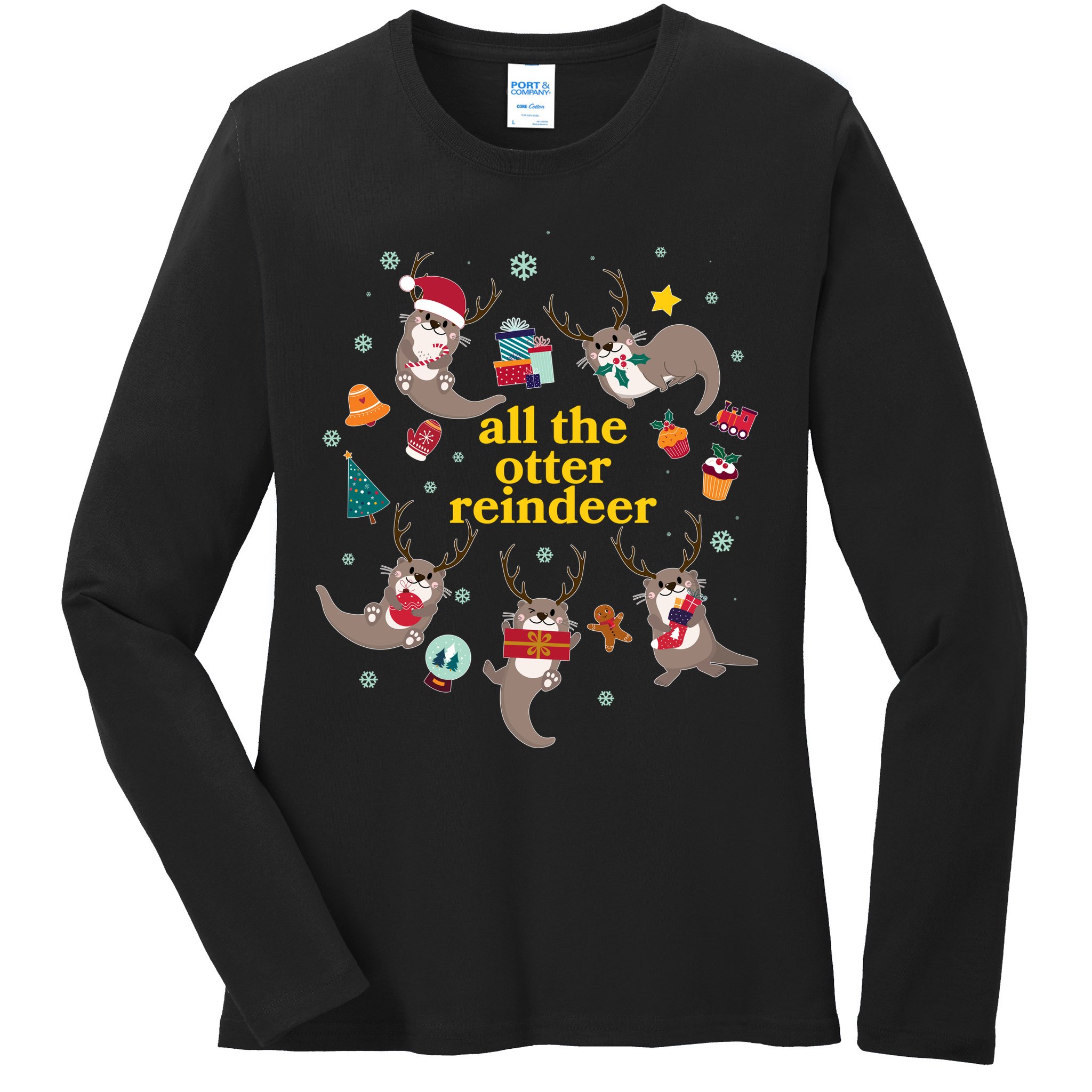 Funny Christmas All The Otter Reindeer Ladies Long Sleeve Shirt