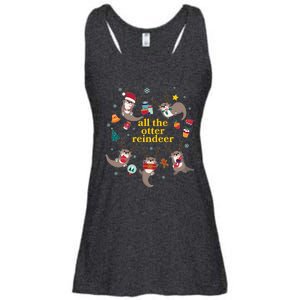 Funny Christmas All The Otter Reindeer Ladies Essential Flowy Tank