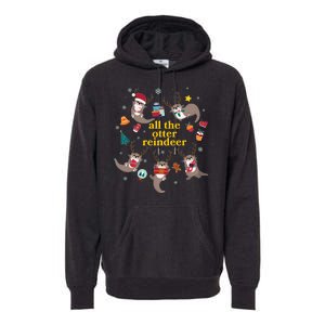 Funny Christmas All The Otter Reindeer Premium Hoodie