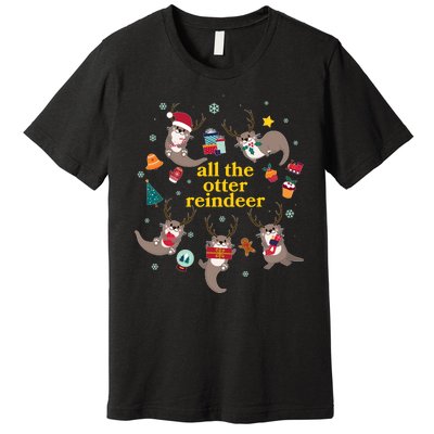 Funny Christmas All The Otter Reindeer Premium T-Shirt