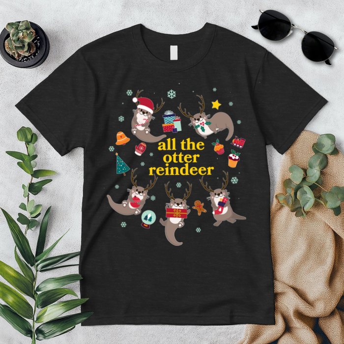 Funny Christmas All The Otter Reindeer Premium T-Shirt