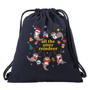 Funny Christmas All The Otter Reindeer Drawstring Bag