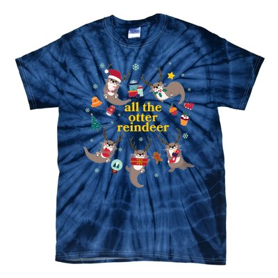 Funny Christmas All The Otter Reindeer Tie-Dye T-Shirt