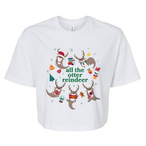 Funny Christmas All The Otter Reindeer Bella+Canvas Jersey Crop Tee