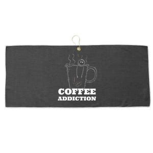 Funny Coffee Addiction Man In Mug Large Microfiber Waffle Golf Towel