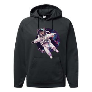 Funny Cat Astronaut In Space Gift Performance Fleece Hoodie