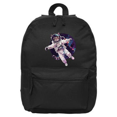 Funny Cat Astronaut In Space Gift 16 in Basic Backpack
