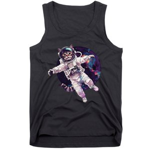 Funny Cat Astronaut In Space Gift Tank Top