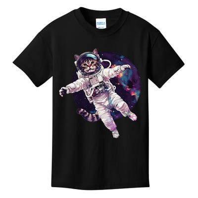 Funny Cat Astronaut In Space Gift Kids T-Shirt