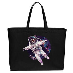 Funny Cat Astronaut In Space Gift Cotton Canvas Jumbo Tote