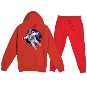 Funny Cat Astronaut In Space Gift Premium Hooded Sweatsuit Set