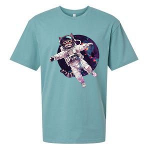 Funny Cat Astronaut In Space Gift Sueded Cloud Jersey T-Shirt