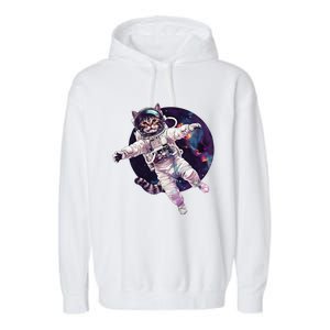 Funny Cat Astronaut In Space Gift Garment-Dyed Fleece Hoodie