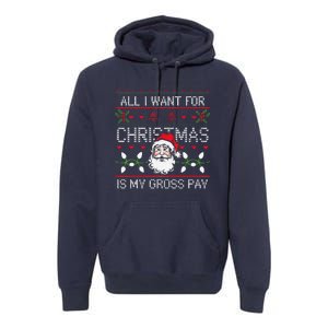 Funny Christmas All I Want Is My Gross Pay Funny Holiday Premium Hoodie