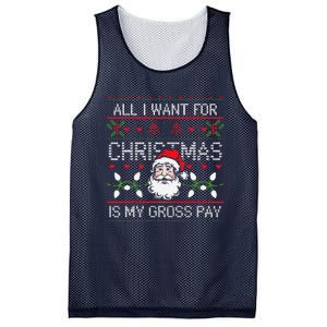 Funny Christmas All I Want Is My Gross Pay Funny Holiday Mesh Reversible Basketball Jersey Tank