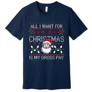 Funny Christmas All I Want Is My Gross Pay Funny Holiday Premium T-Shirt