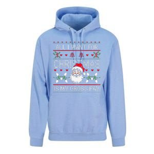 Funny Christmas All I Want Is My Gross Pay Funny Holiday Unisex Surf Hoodie