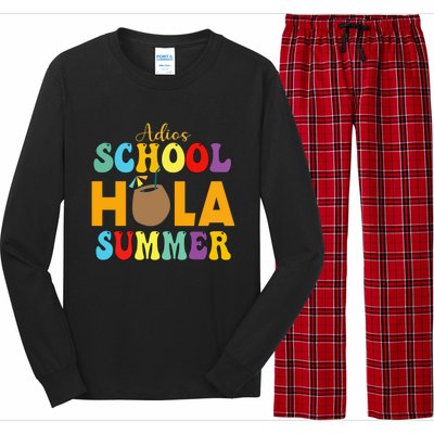 Funny Cute Adios School Hola Summer Lovley Groovy Design Cool Gift Long Sleeve Pajama Set