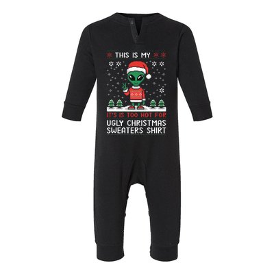 Funny Christmas Alien Ugly Christmas Sweater Alien Face Infant Fleece One Piece