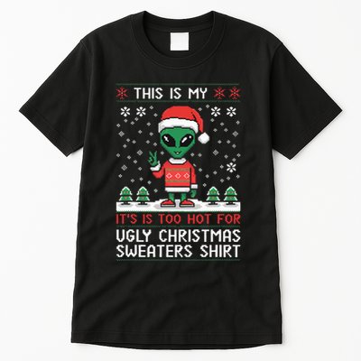 Funny Christmas Alien Ugly Christmas Sweater Alien Face Tall T-Shirt