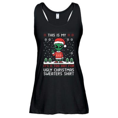 Funny Christmas Alien Ugly Christmas Sweater Alien Face Ladies Essential Flowy Tank