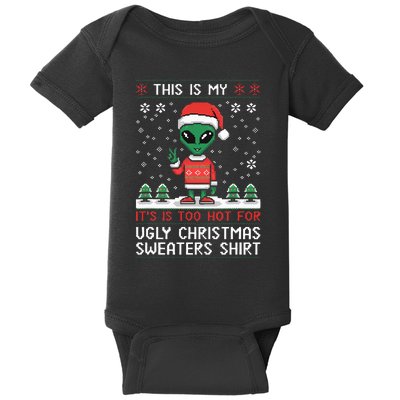 Funny Christmas Alien Ugly Christmas Sweater Alien Face Baby Bodysuit