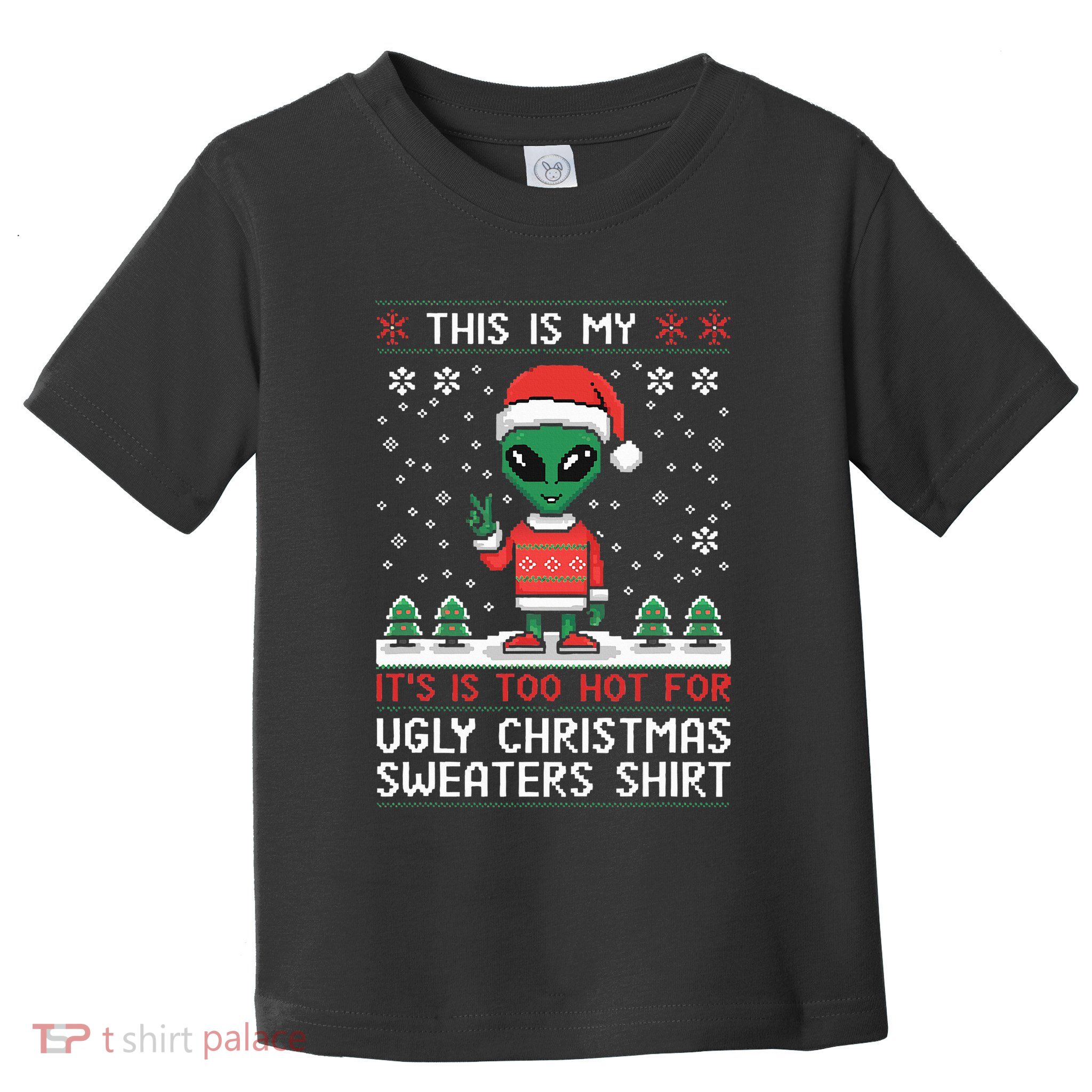 Funny Christmas Alien Ugly Christmas Sweater Alien Face Toddler T-Shirt
