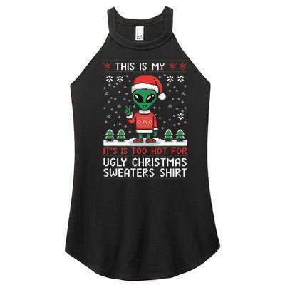 Funny Christmas Alien Ugly Christmas Sweater Alien Face Women’s Perfect Tri Rocker Tank