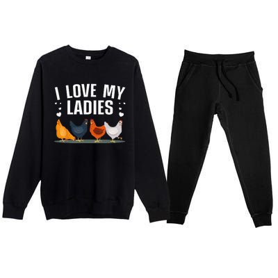 Funny Chicken Art Men Women Ladies Chicken Farmer Whisperer Premium Crewneck Sweatsuit Set