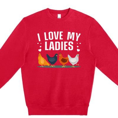 Funny Chicken Art Men Women Ladies Chicken Farmer Whisperer Premium Crewneck Sweatshirt