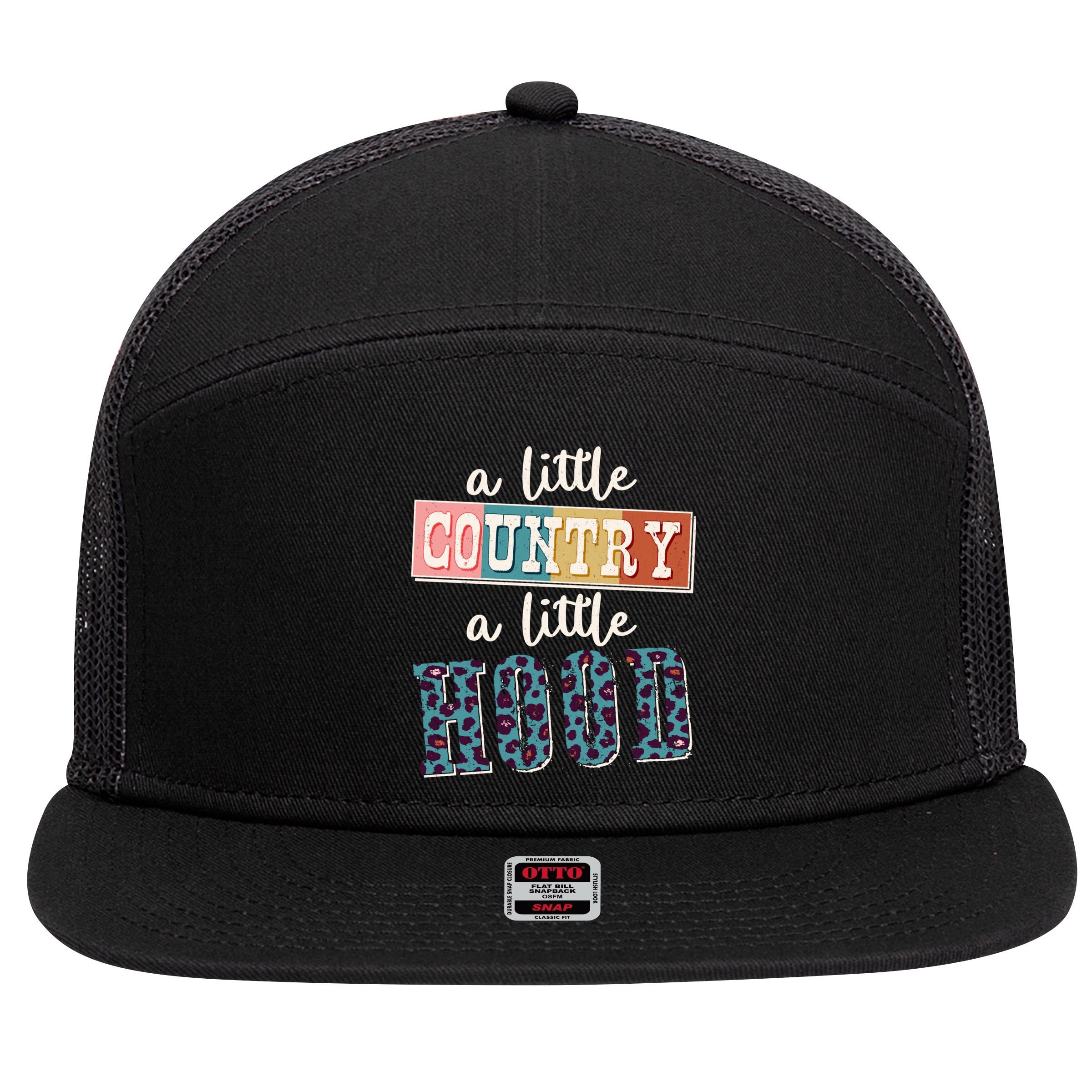 Funny Cute A Little Country A Little Hood 7 Panel Mesh Trucker Snapback Hat
