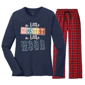 Funny Cute A Little Country A Little Hood Women's Long Sleeve Flannel Pajama Set 