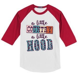 Funny Cute A Little Country A Little Hood Kids Colorblock Raglan Jersey