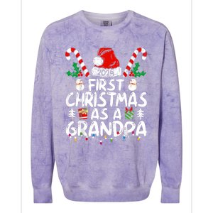 First Christmas As Grandpa 2024 Family Matching New Grandpa Colorblast Crewneck Sweatshirt