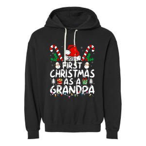 First Christmas As Grandpa 2024 Family Matching New Grandpa Garment-Dyed Fleece Hoodie