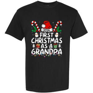 First Christmas As Grandpa 2024 Family Matching New Grandpa Garment-Dyed Heavyweight T-Shirt