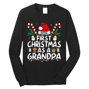 First Christmas As Grandpa 2024 Family Matching New Grandpa Long Sleeve Shirt