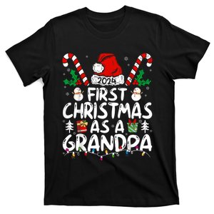 First Christmas As Grandpa 2024 Family Matching New Grandpa T-Shirt