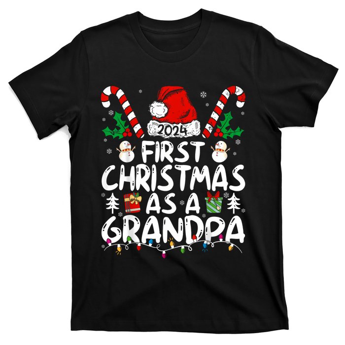 First Christmas As Grandpa 2024 Family Matching New Grandpa T-Shirt