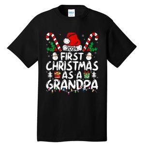 First Christmas As Grandpa 2024 Family Matching New Grandpa Tall T-Shirt