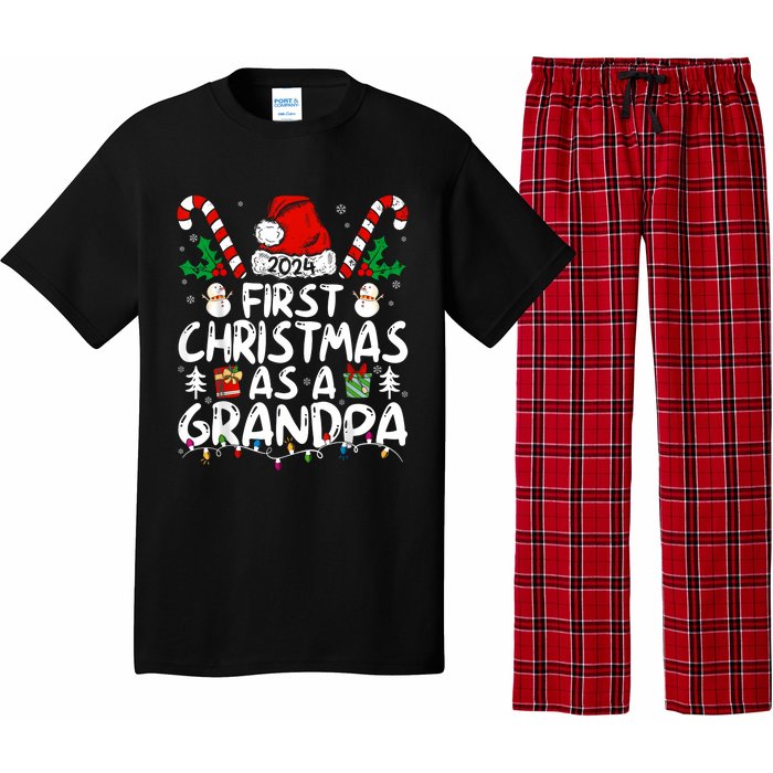 First Christmas As Grandpa 2024 Family Matching New Grandpa Pajama Set