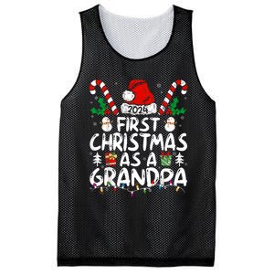 First Christmas As Grandpa 2024 Family Matching New Grandpa Mesh Reversible Basketball Jersey Tank