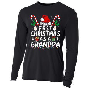 First Christmas As Grandpa 2024 Family Matching New Grandpa Cooling Performance Long Sleeve Crew