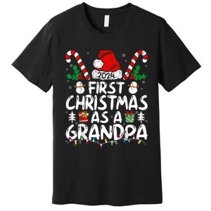 First Christmas As Grandpa 2024 Family Matching New Grandpa Premium T-Shirt