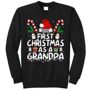 First Christmas As Grandpa 2024 Family Matching New Grandpa Tall Sweatshirt